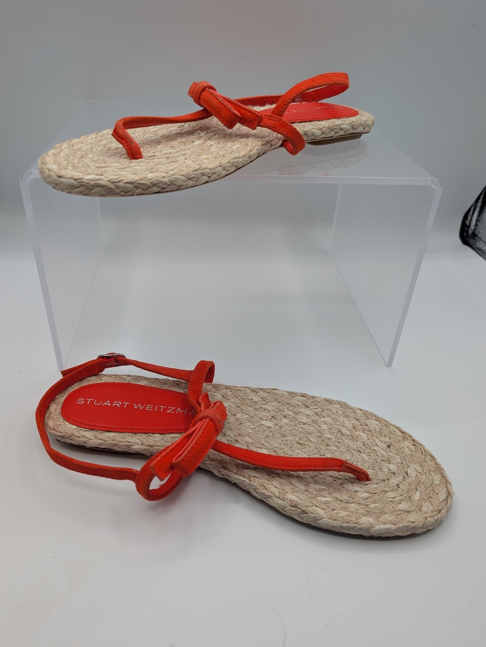 Stuart Weitzman Orange Braided Espadrille Thong Sandals NWOT